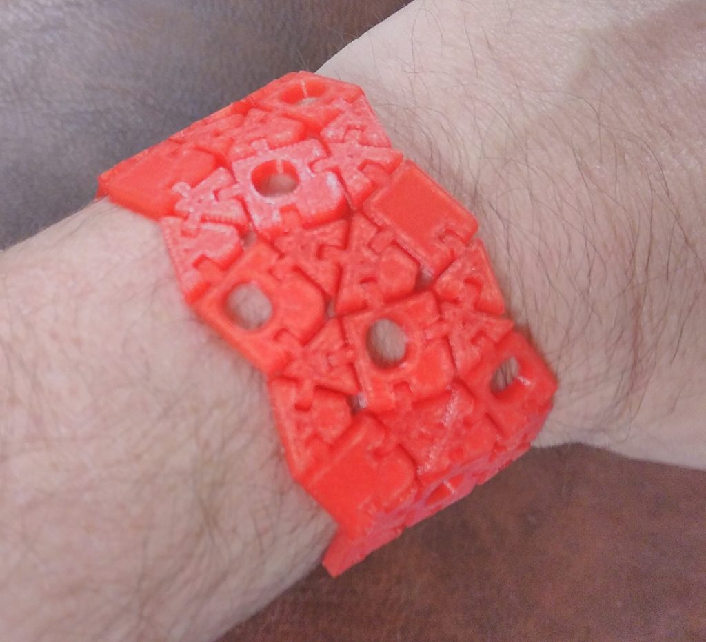 2 pieces 3D PRINTED bracelets PURPLE - RED colour Chunky Bangle Cuff light  | eBay