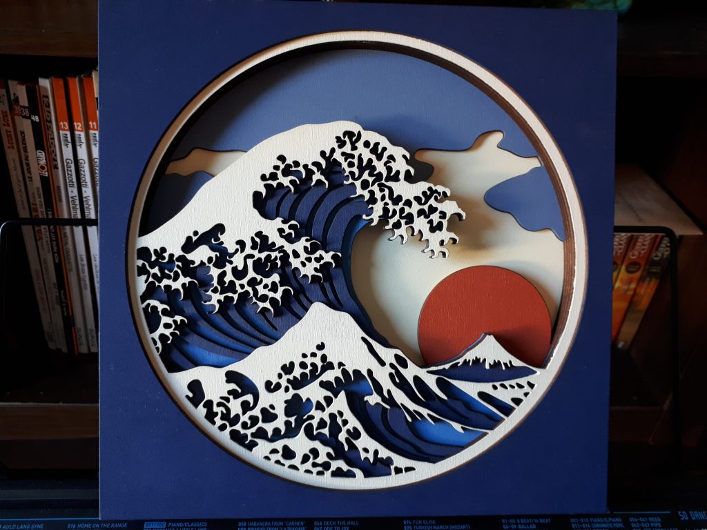 Hokusai wave on the laser cutter